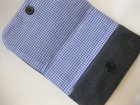 他の写真1: ふた付き外付けポケット　ブルーデニム×紺色リボン　クリップタイプ