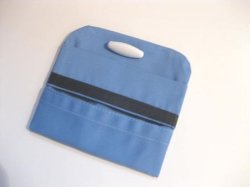 画像1: 付けポケット　　ブルー×紺ライン　安全ピンタイプ
