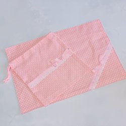 画像1: サイズいろいろ　ランチョンマット＋巾着セット　ピンクドット柄×ピンクリボン