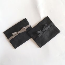 画像1: テッシュケース　2枚組 　ブラック×グレー黒リボン