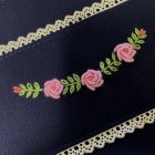 他の写真1: トートバック　紺×手刺繍ピンクミニ薔薇