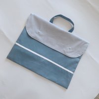 防災頭巾カバー　ライトブルー×ストライプ　背面タイプ