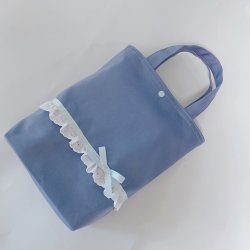 画像1: オリジナル　シューズバック　　ライトブルー✖️フリルレース