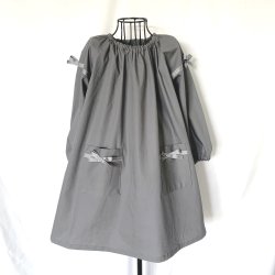 画像1: オリジナルスモック  グレー✖️ステッチリボン