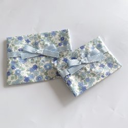 画像1: ラミネートテッシュケース　2枚組 　水色小花