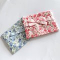 ラミネートテッシュケース　2枚組 　ピンク小花＋水色小花