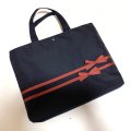 トートバッグ　紺✖️エンジリボン