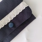 他の写真2: 付けポケット　　紺✖️レース　クリップタイプ