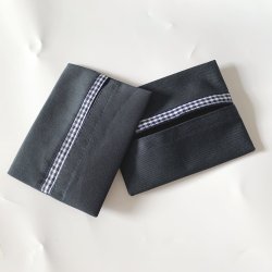 画像1: テッシュ入れ　　２個セット　紺✖️ギンガムライン