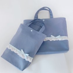 画像1: オリジナル2点セット　ライトブルー×フリルリボン