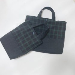 画像1: 通学通園2点セット　撥水タイプブラックウォッチ