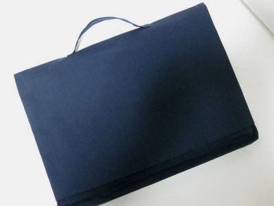 画像1: 防災頭巾カバー　紺色×ピンクリボンレース　背面タイプ