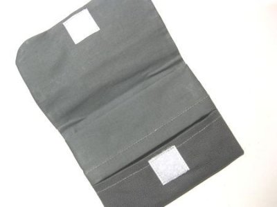 画像1: ふた付き外付けポケット　グレー×グレーステッチライン　クリップタイプ