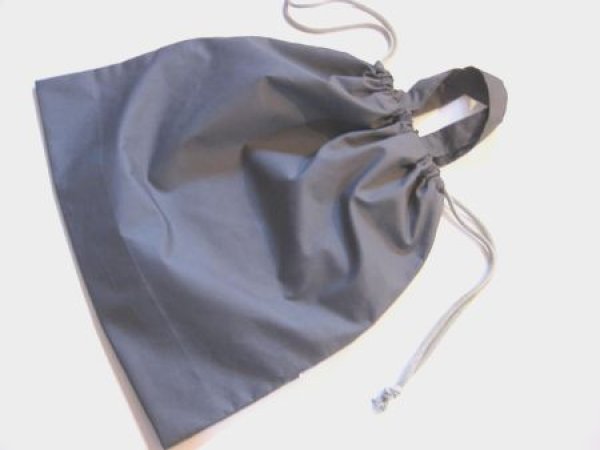 画像1: もち手つき巾着袋　　グレー　マチ付 (1)