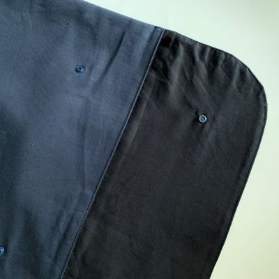 画像1: 防災頭巾カバー　紺×ギンガム　背面タイプ